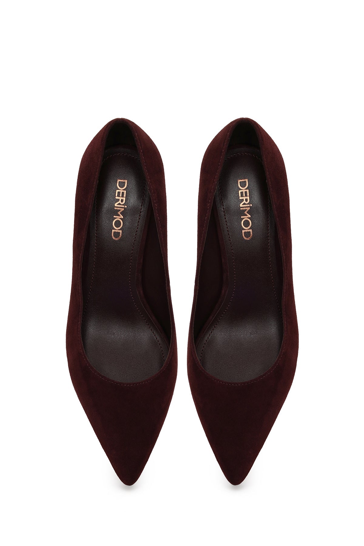 Kadın Bordo Kısa Ince Topuklu Süet Deri Stiletto