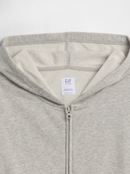 Gri Relaxed Fransız Havlu Kumaş Fermuarlı Sweatshirt