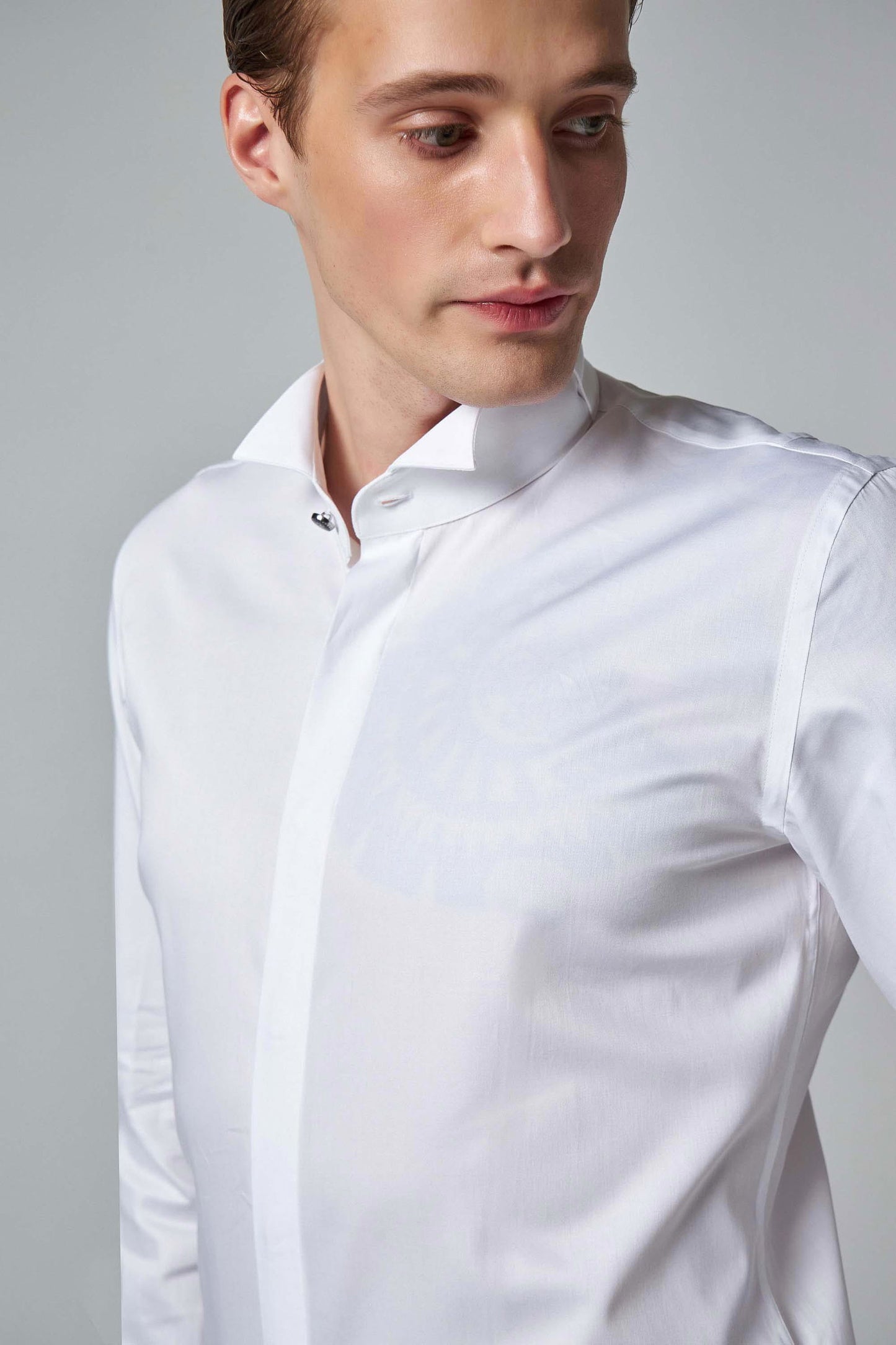 Damat Slim Fit Beyaz Düz %100 Pamuk Nano Care Smokin Gömlek