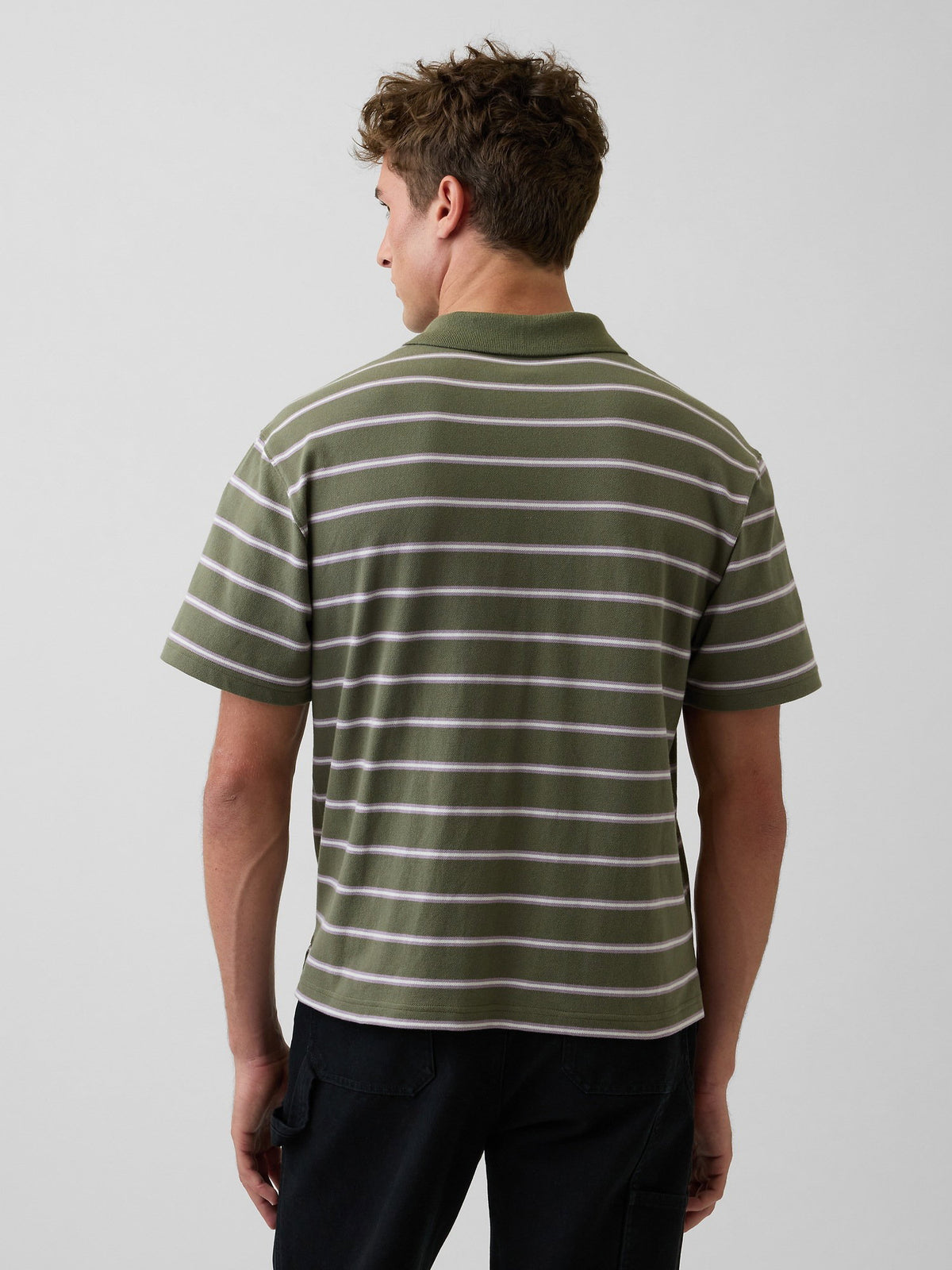 Koyu Gri Relaxed Pique Polo T-shirt