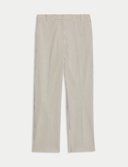 Yüksek Bel Çizgili Tapered Fit Pantolon