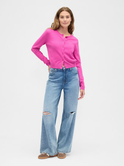 Pembe Cashsoft Bisiklet Yaka Hırka