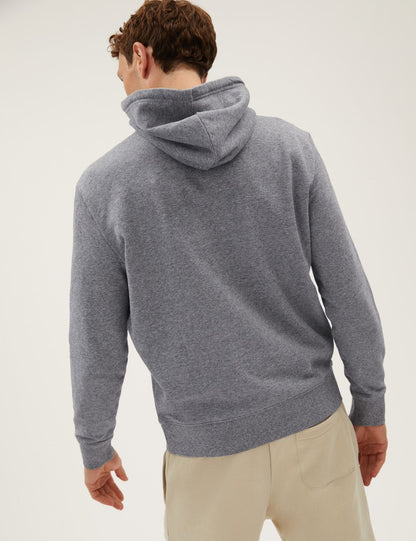 Saf Pamuklu Kapüşonlu Sweatshirt