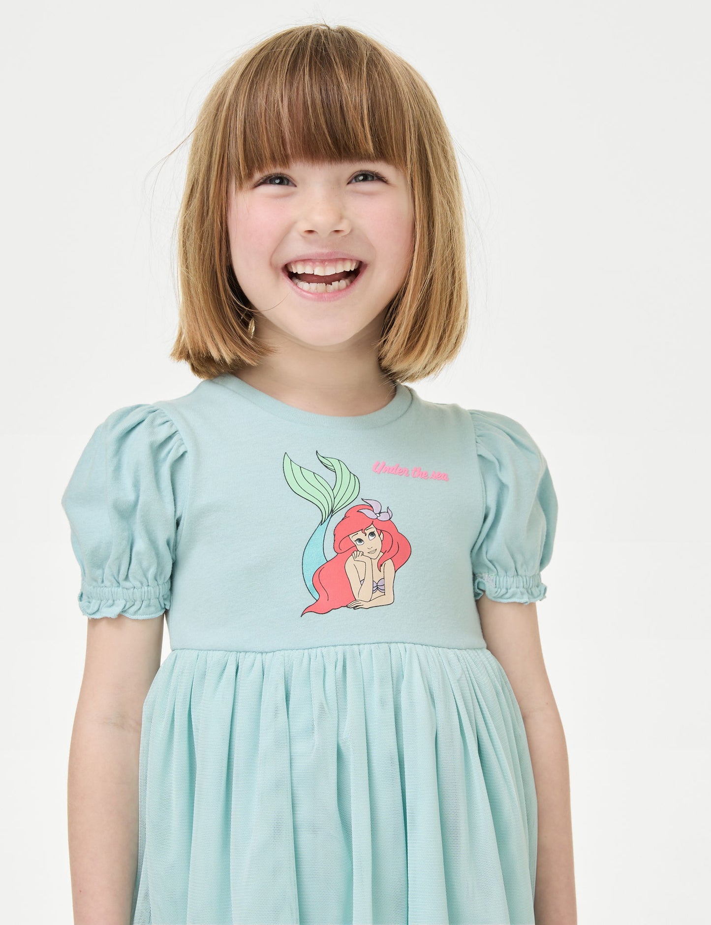 Saf Pamuklu Kısa Kollu The Little Mermaid:trade_mark: Elbise (2-7 Yaş)
