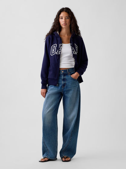 Lacivert Relaxed Gap Logo Sherpa-astarlı Fermuarlı Sweatshirt