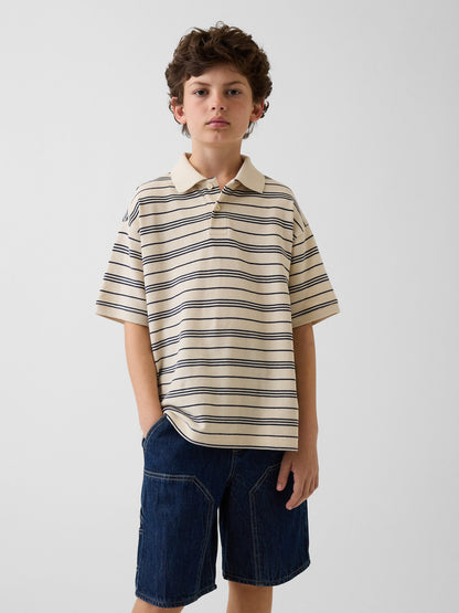 Bej Relaxed Pique Polo T-shirt