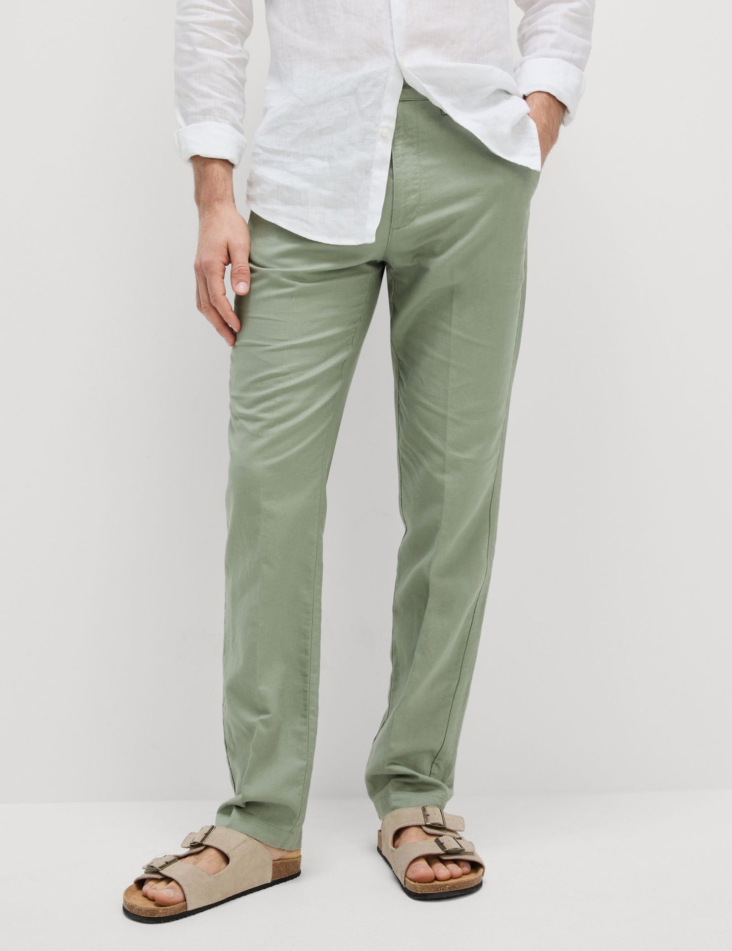 Regular Fit Keten Karışımlı Chino
