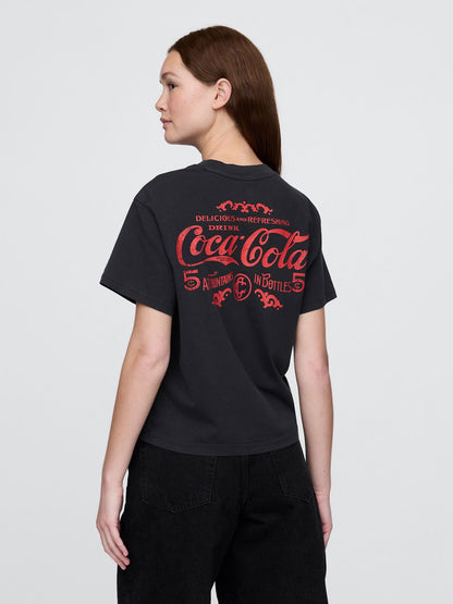 Siyah Coca Cola Rahat Grafik T-shirt