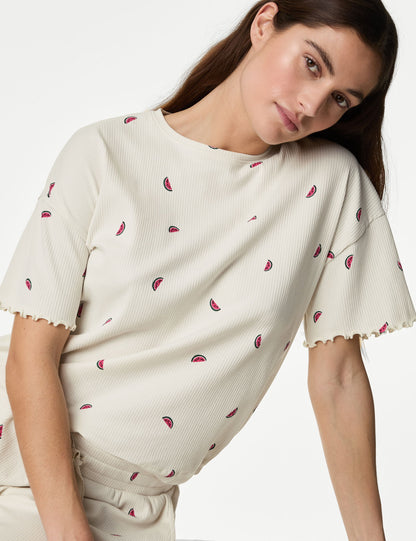 Regular Fit Kısa Kollu Pijama Üstü