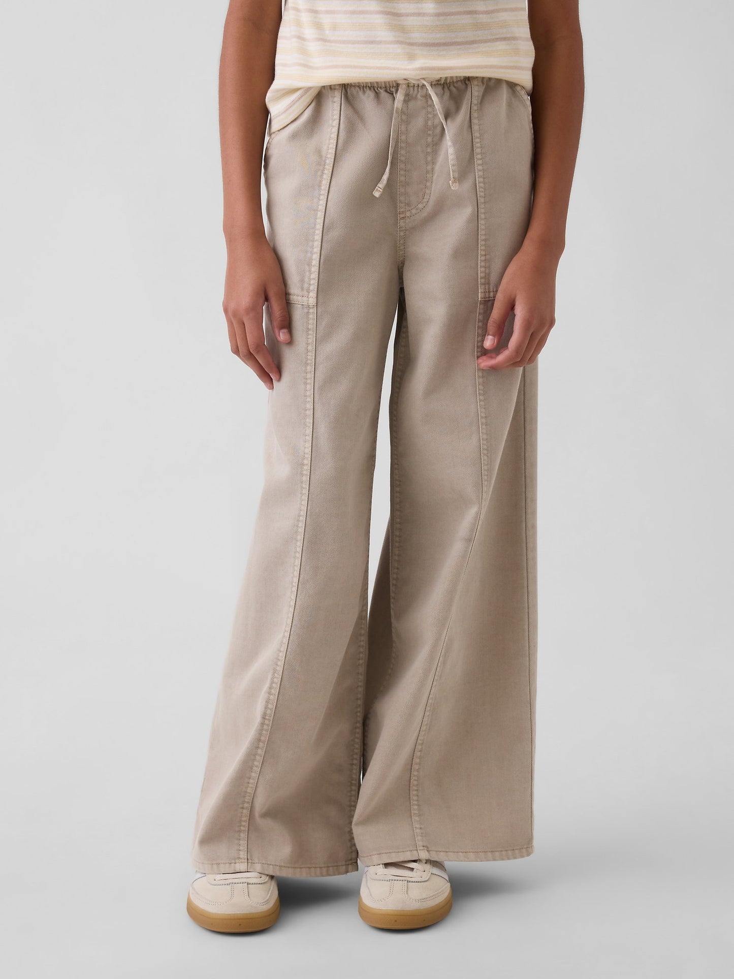 Bej Twill Baggy Pantolon