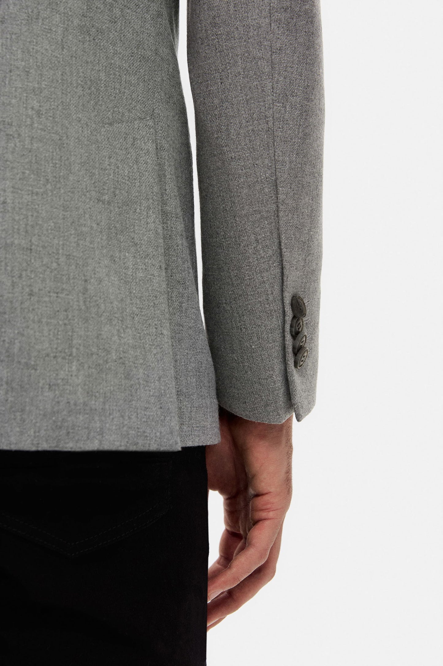 Tween Slim Fit Gri Diyogonal Kumaş Ceket