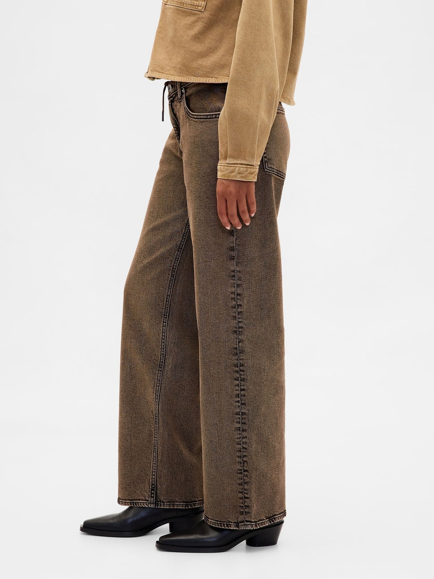 Kahverengi Low Rise '90s Jean Pantolon