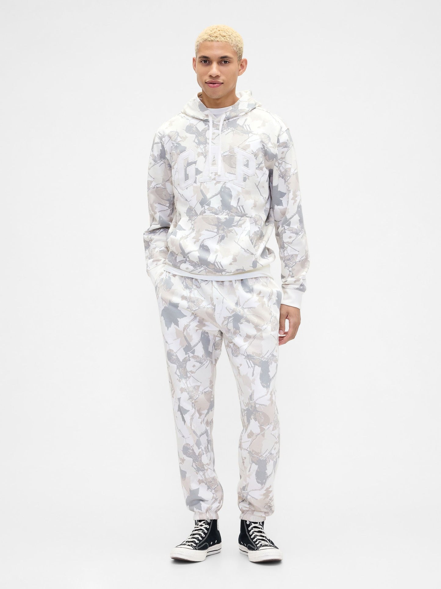 Gri Relaxed Kamuflaj Gap Logo Jogger Eşofman Altı