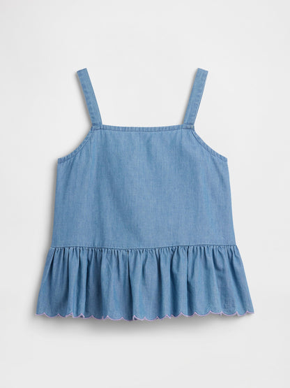 Mavi Peplum Askılı Bluz