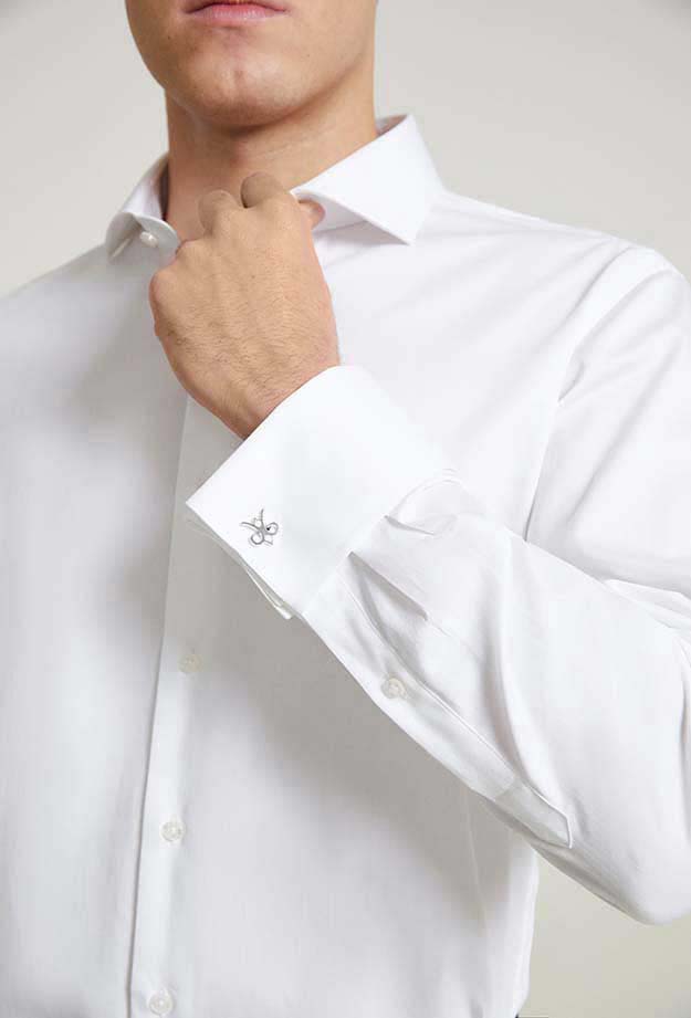 Damat Slim Fit Beyaz Düz Nano Care Gömlek