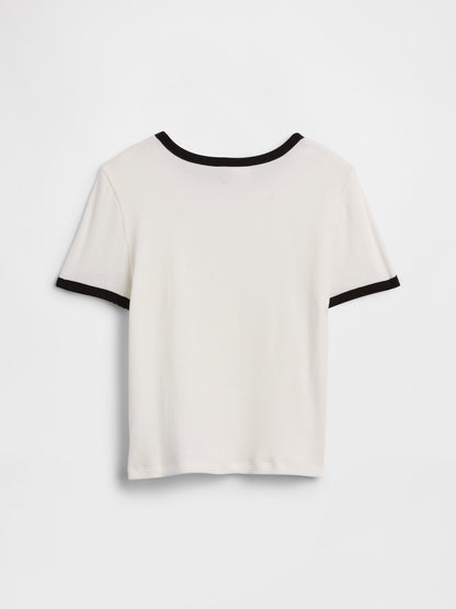 Beyaz Brannan Bear Fitilli Ringer T-shirt