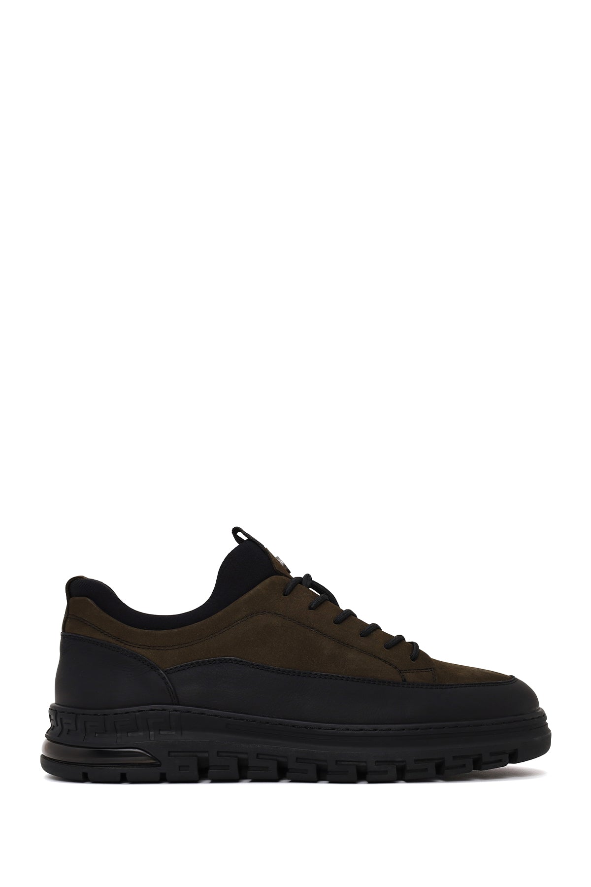 Erkek Haki Bağcıklı Nubuk Deri Sneaker