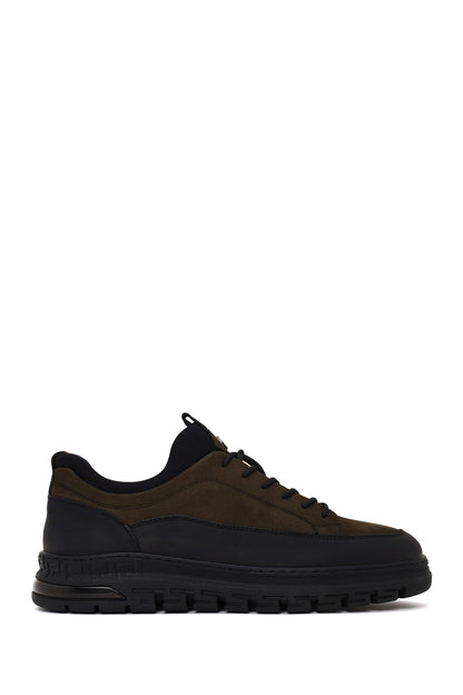 Erkek Haki Bağcıklı Nubuk Deri Sneaker