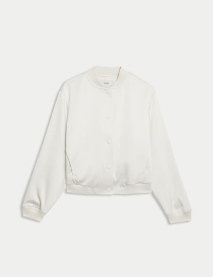 Relaxed Fit Saten Bomber Ceket
