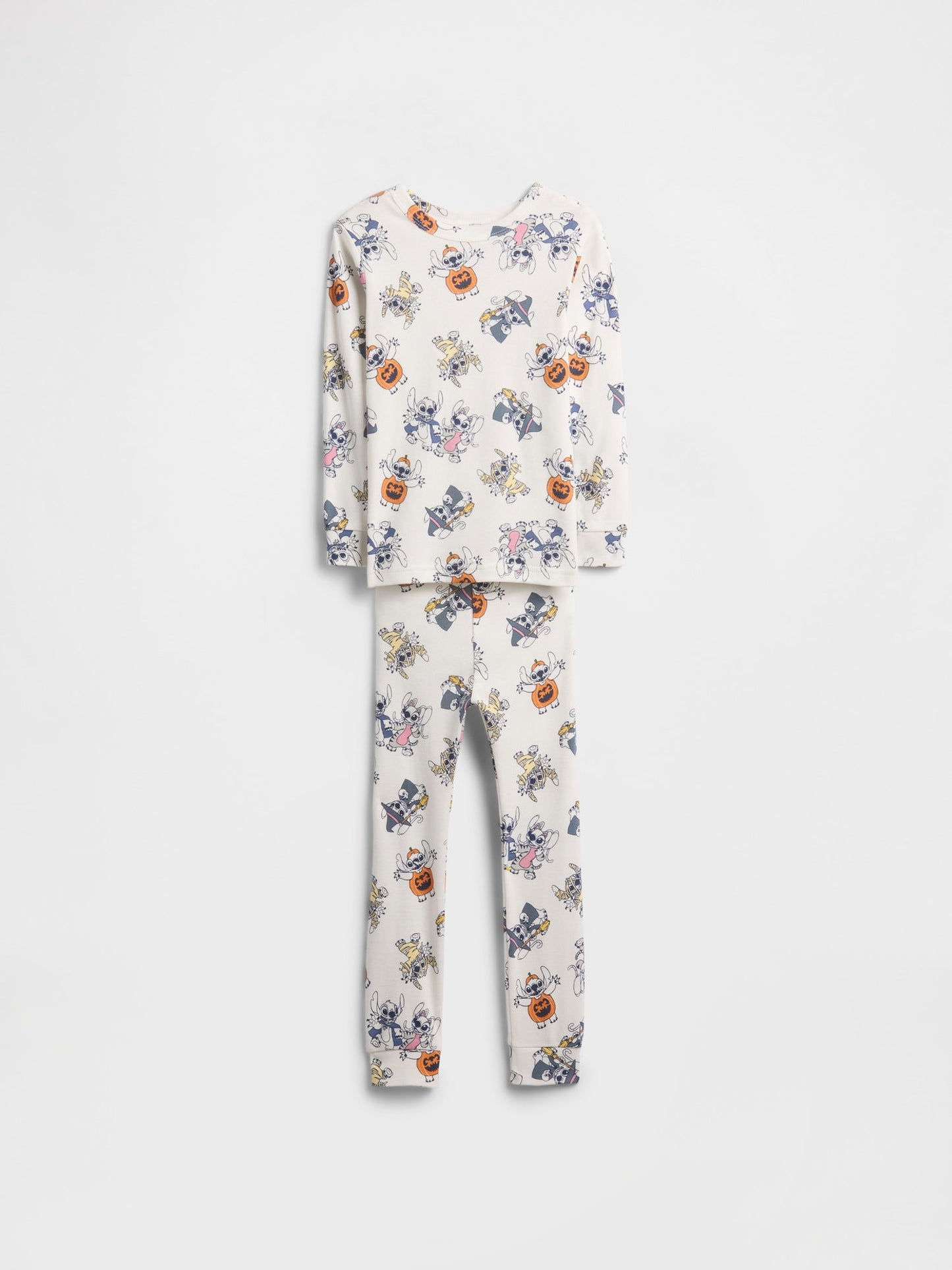 Beyaz %100 Organik Pamuk Stitch Grafik Baskılı Pijama Takımı