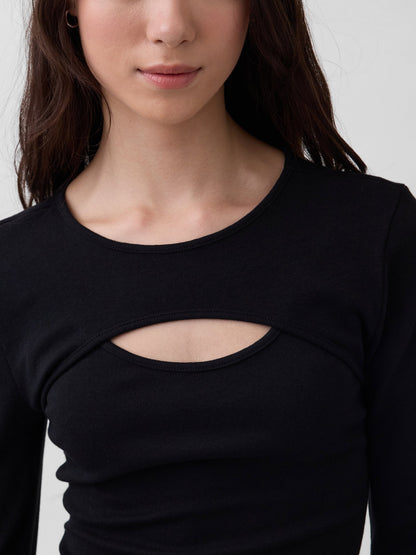 Siyah Modern Cutout T-shirt