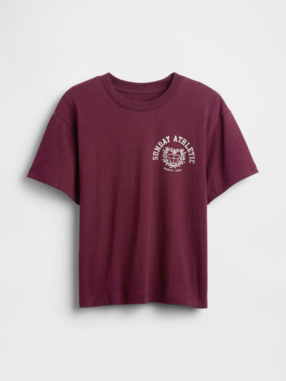 Bordo Relaxed Grafik Logo T-shirt