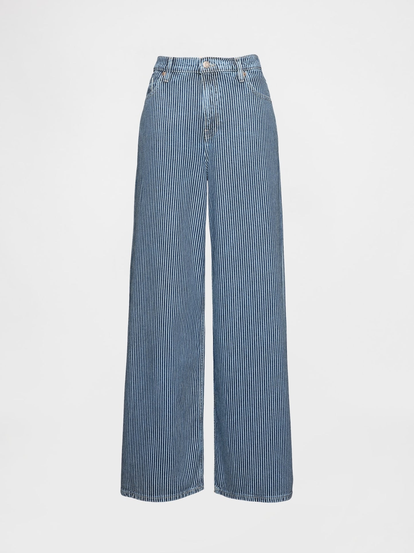 Mavi Mid Rise Ultrasoft Denim Çizgili Baggy Jean Pantolon