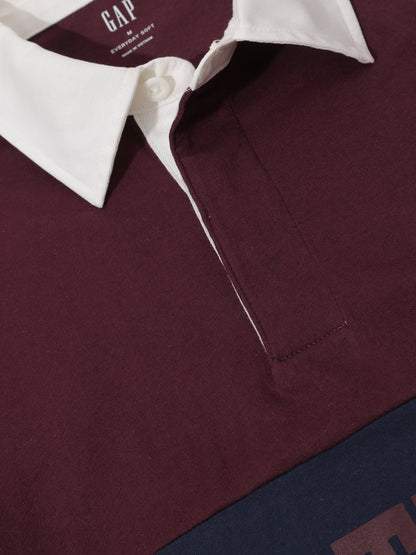 Bordo Gap Logo Polo Yaka Colorblock T-shirt