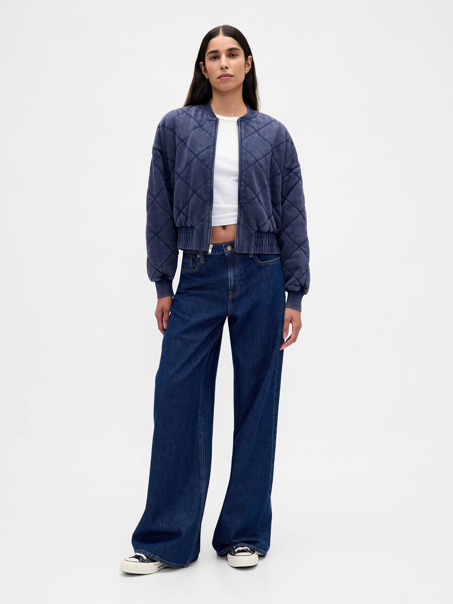 Lacivert Vintagesoft Yastıklı Bomber Ceket
