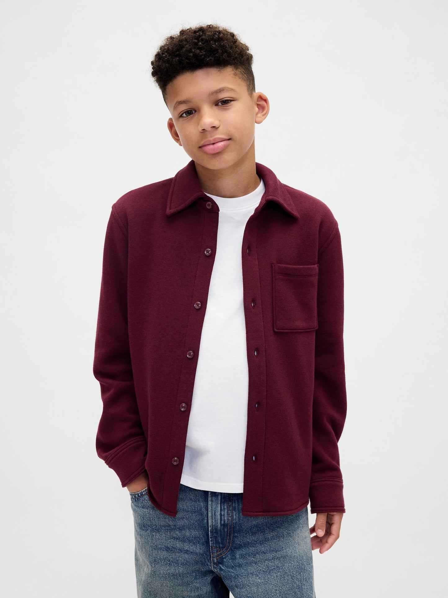 Bordo Cozy Düğmeli Gömlek