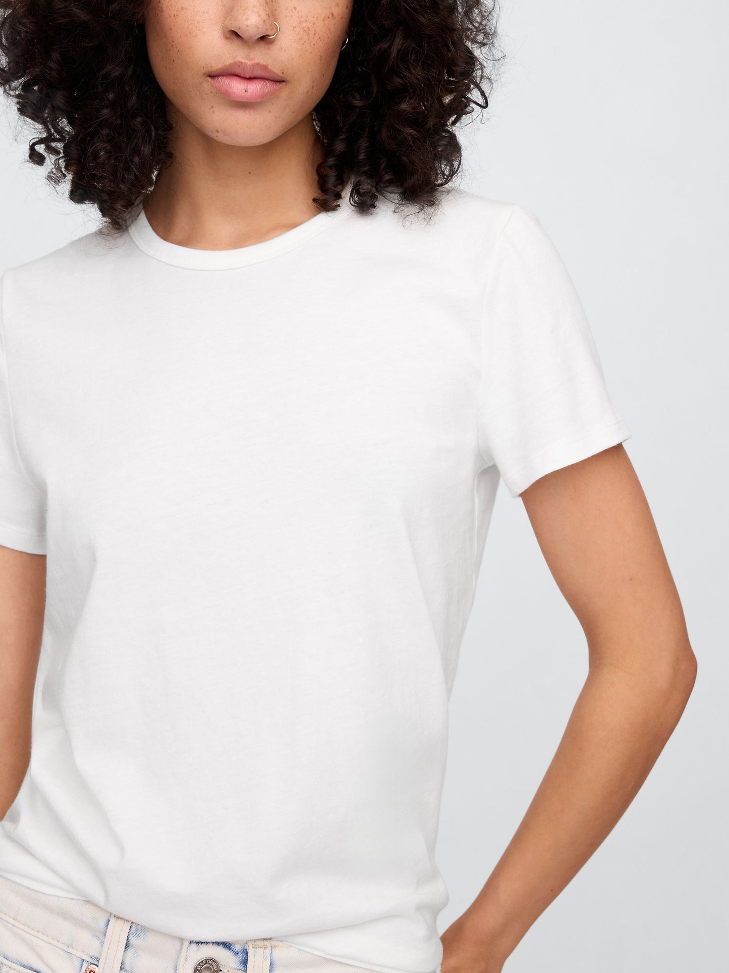 Beyaz Favorite Bisiklet Yaka T-shirt