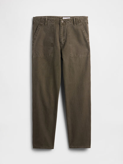 Haki Canvas Baggy Carpenter Jean Pantolon