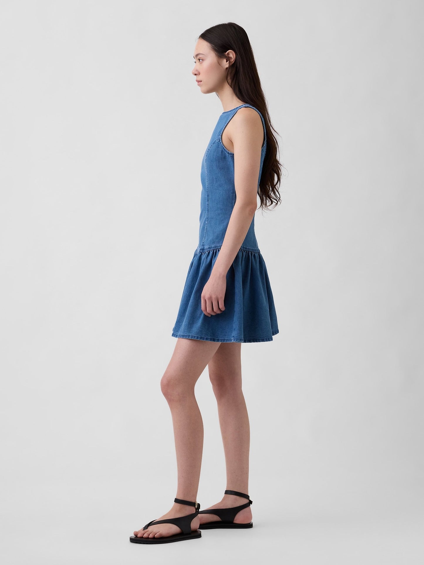 Mavi Denim Drop-waist Mini Elbise