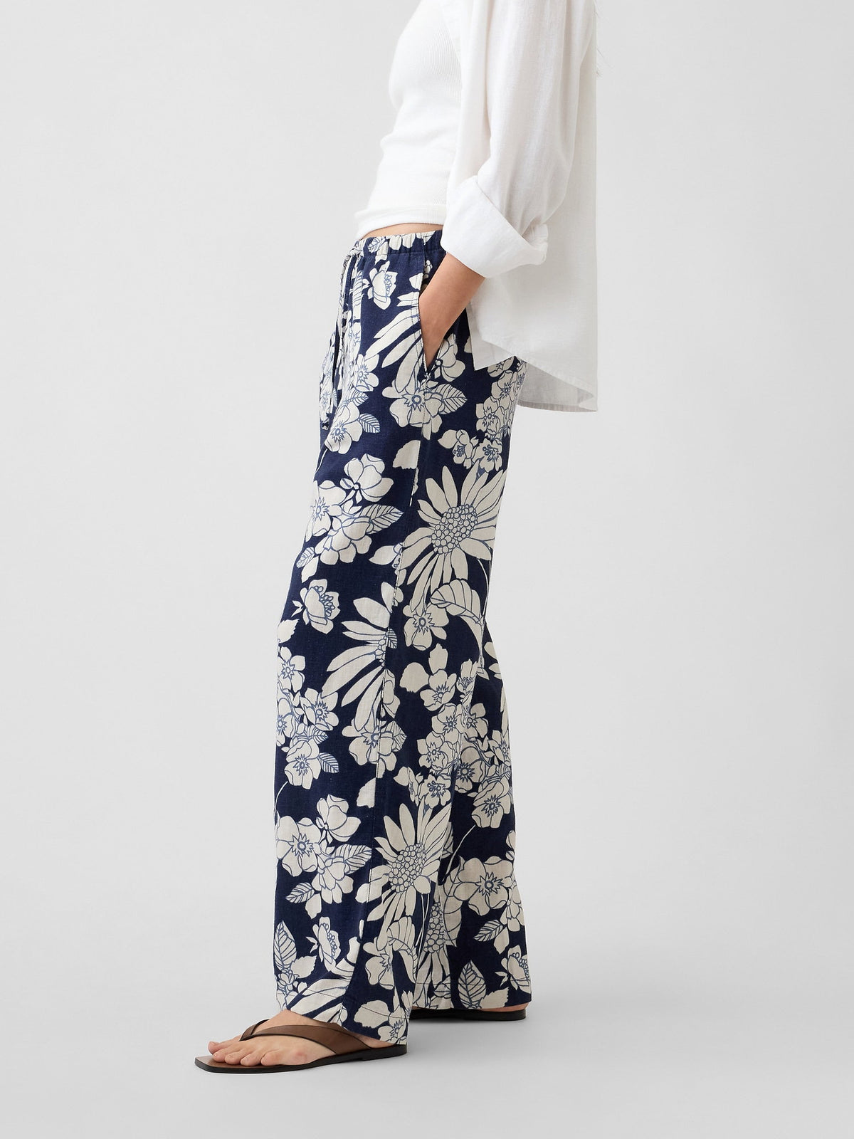 Çok Renkli Mid Rise Pull-on Wide-leg Pantolon