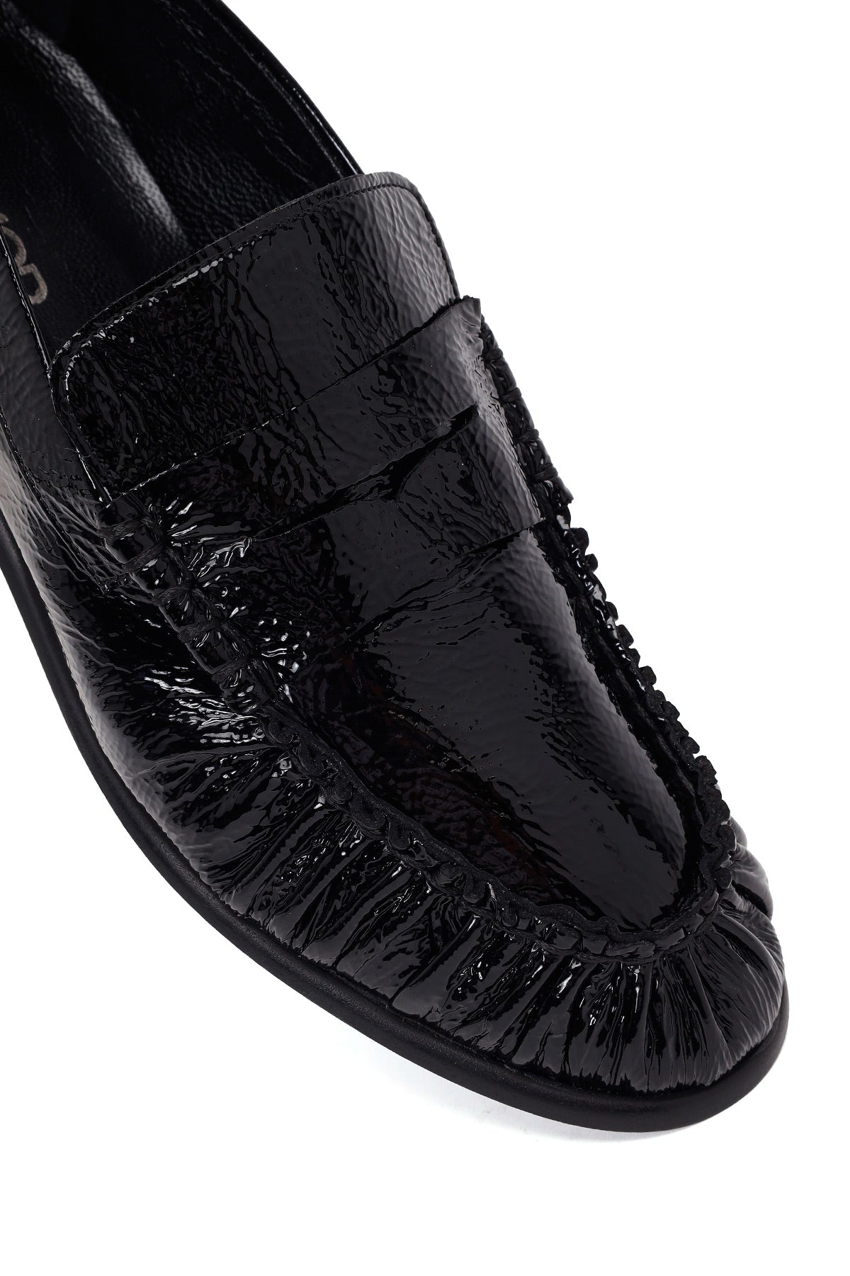 Kadın Siyah Deri Maskülen Loafer