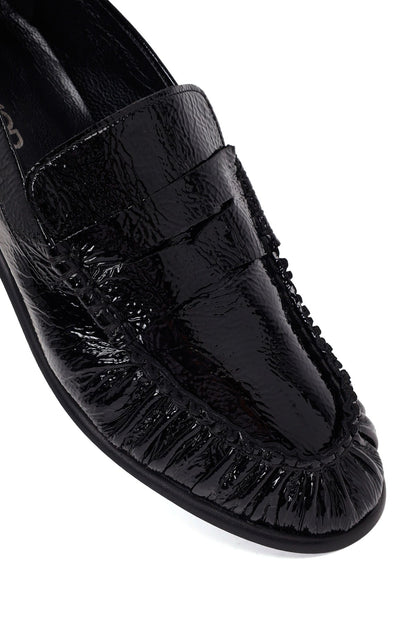Kadın Siyah Deri Maskülen Loafer