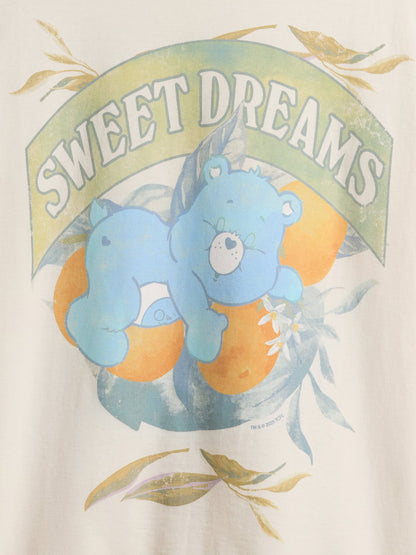 Beyaz Care Bears Grafik Baskılı Tunik T-shirt