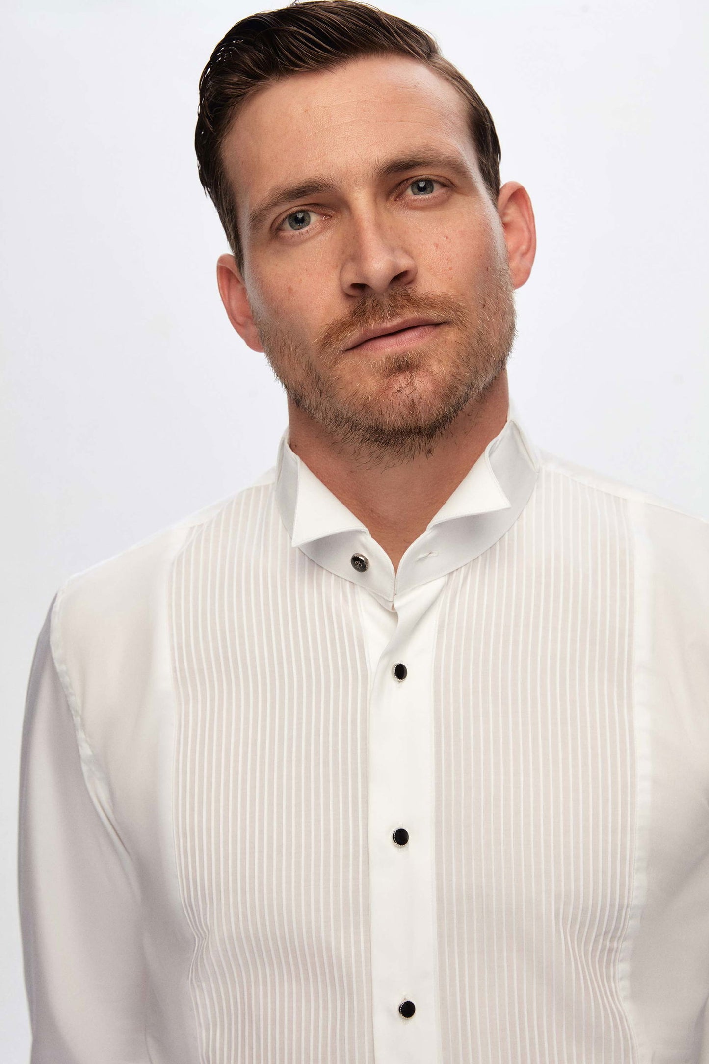 Damat Slim Fit Beyaz Jakar Desenli Smokin Gömlek