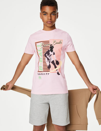 Saf Pamuklu Kısa Kollu T-shirt (6-16 Yaş)