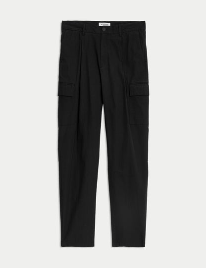 Saf Pamuklu Tapered Fit Kargo Pantolon