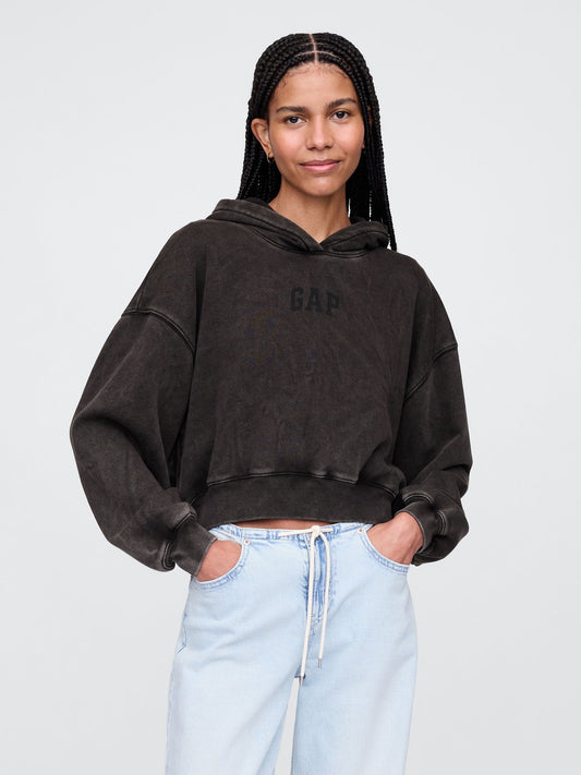Siyah Vintagesoft Crop Logo Sweatshirt