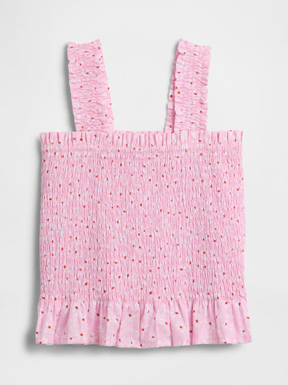 Lacivert Smocked Peplum Bluz