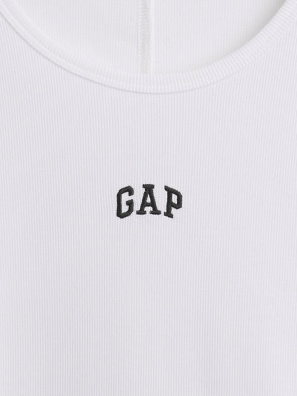 Beyaz Fitilli Crop Logo T-shirt