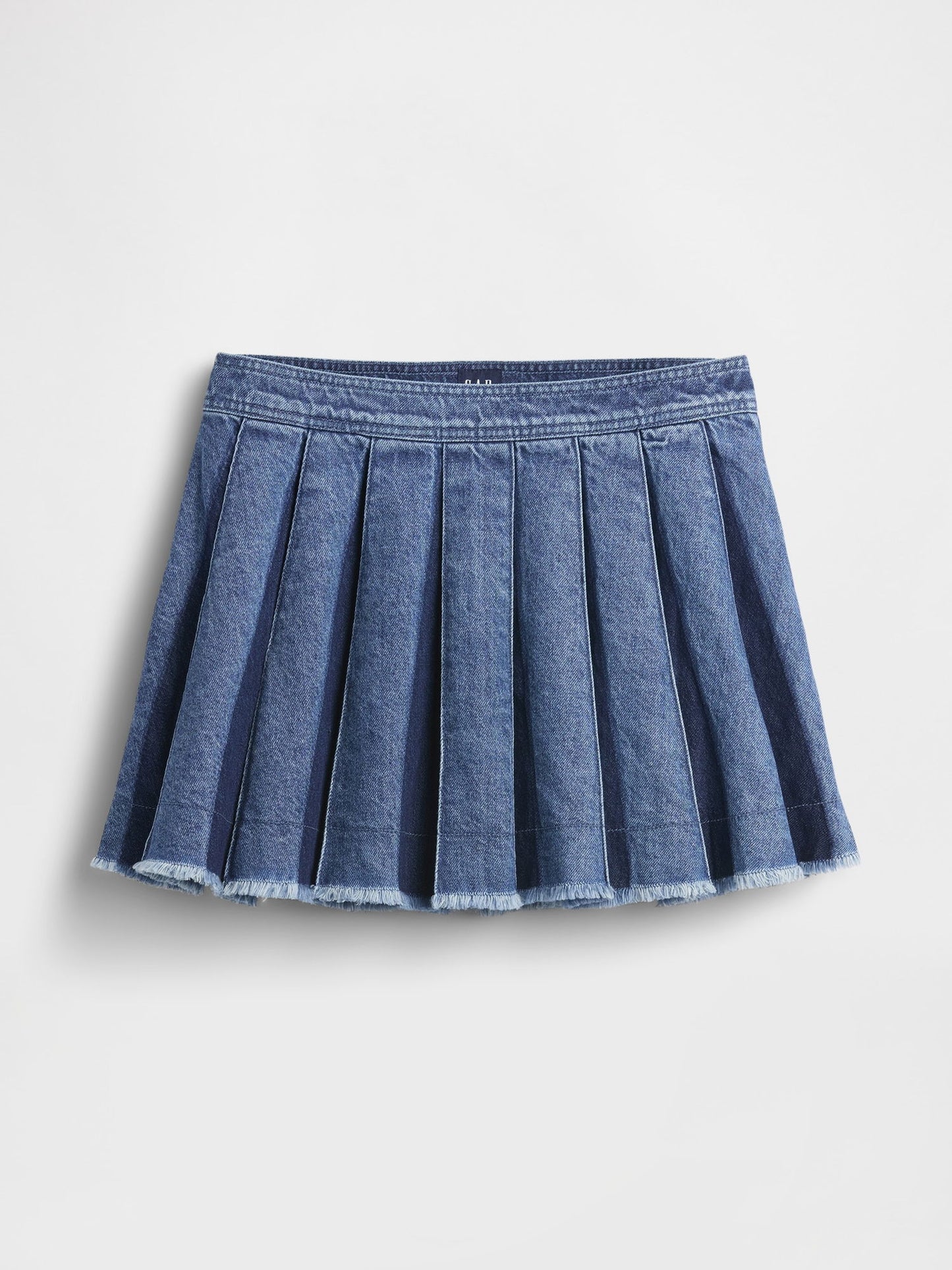 Koyu Mavi Pileli Denim Mini Etek