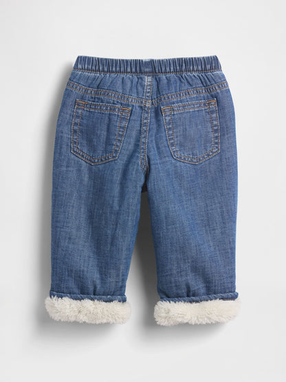 Mavi Sherpa Astarlı Pull-on Barrel Jean Pantolon