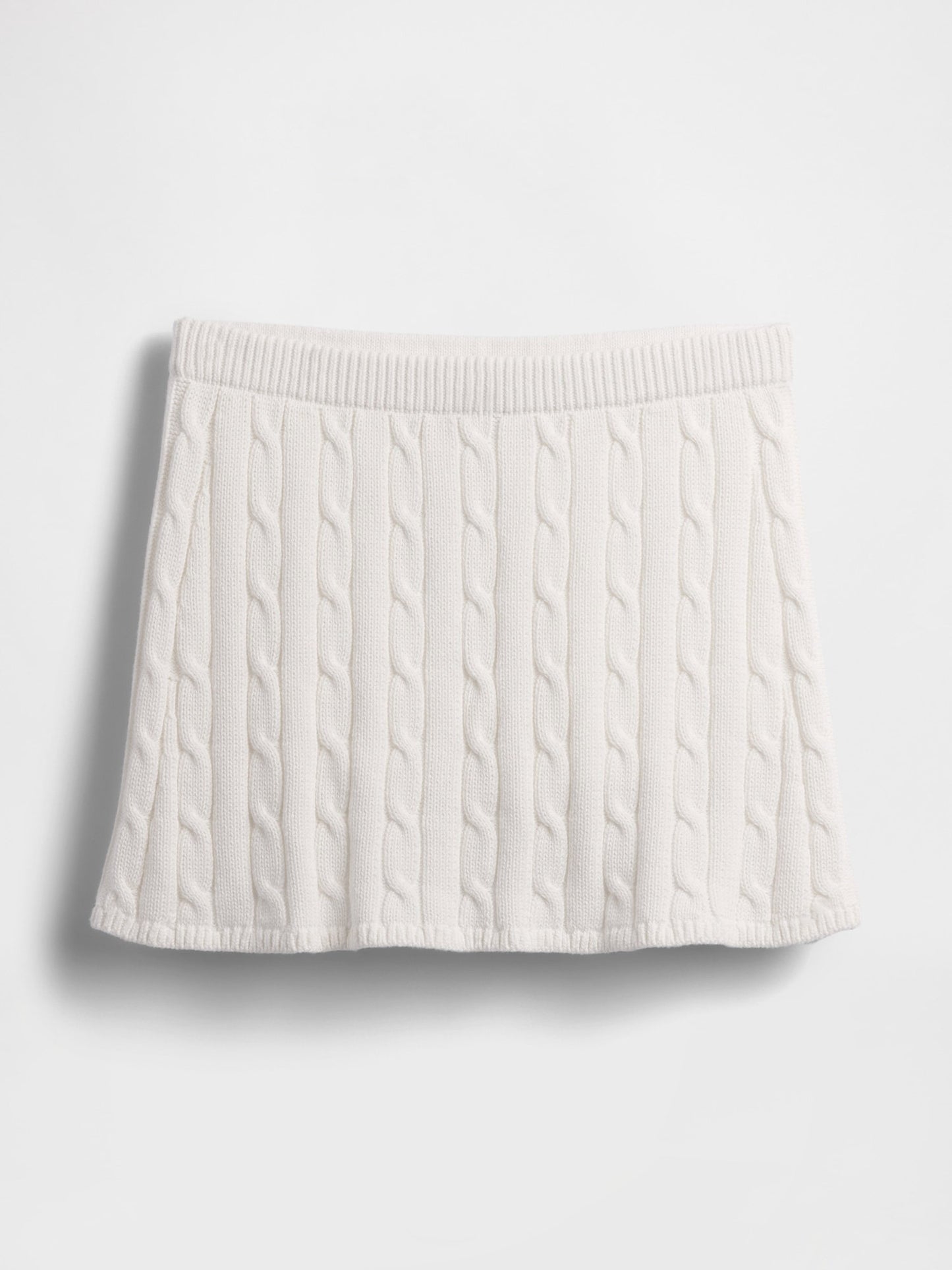 Beyaz 100% Pamuk Cable-knit Mini Şort
