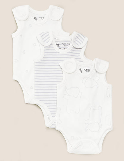 Saf Pamuklu 3'lü Prematüre Bodysuit