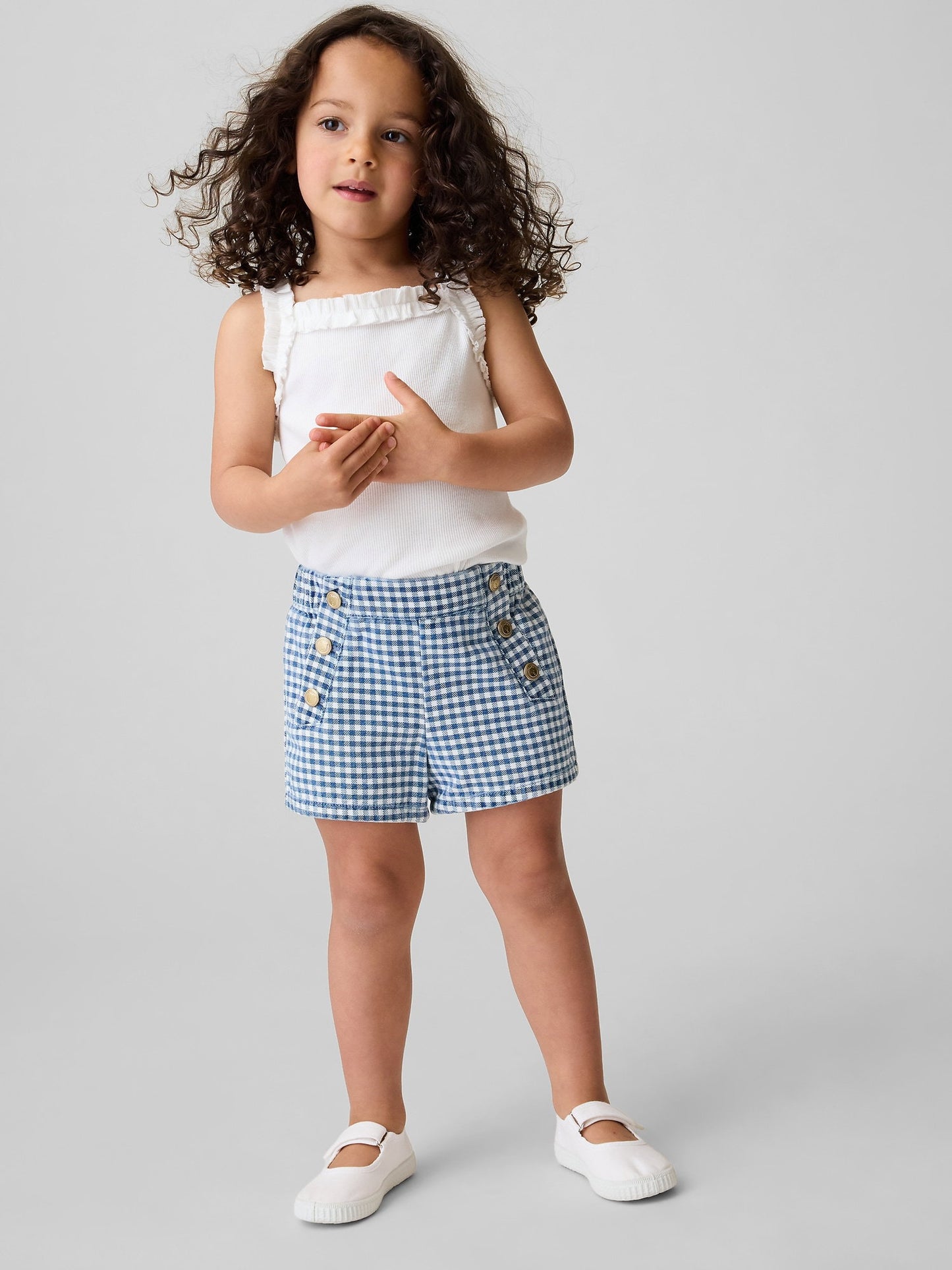 Mavi Sailor Gingham Denim Pull-on Şort