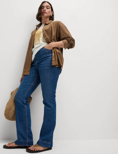 Yüksek Bel Slim Flare Jean Pantolon
