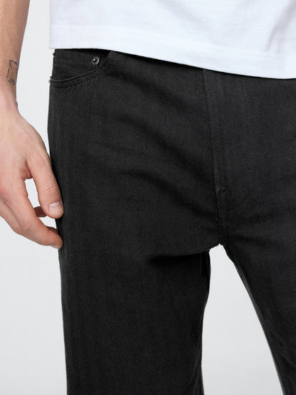 Siyah Keten Karışımı 90's Loose Herringbone Pantolon